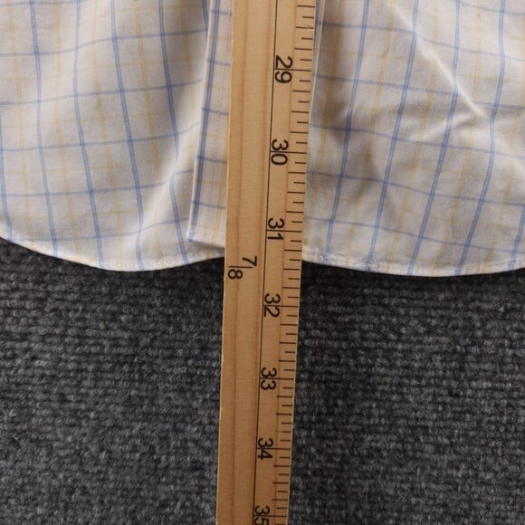 Brooks Brothers 16.5 34 35 Regent Non-Iron Yellow Blue Check Long Sleeve Shirt - Picture 13 of 16